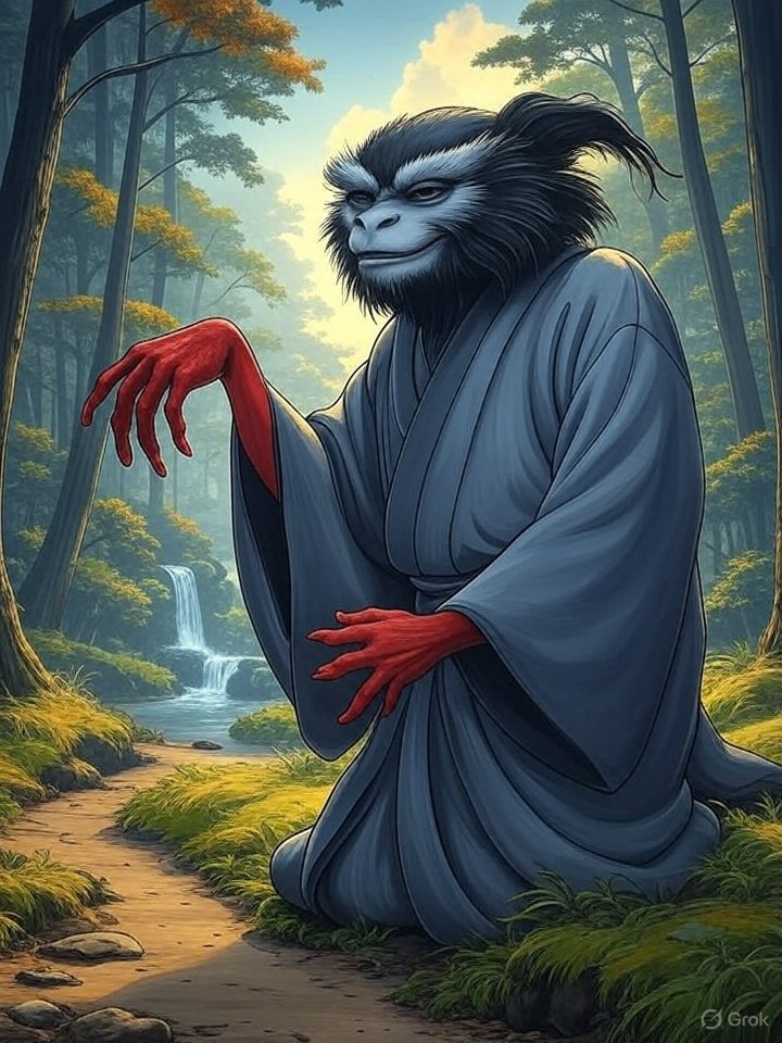 Forest with supernatural red hand