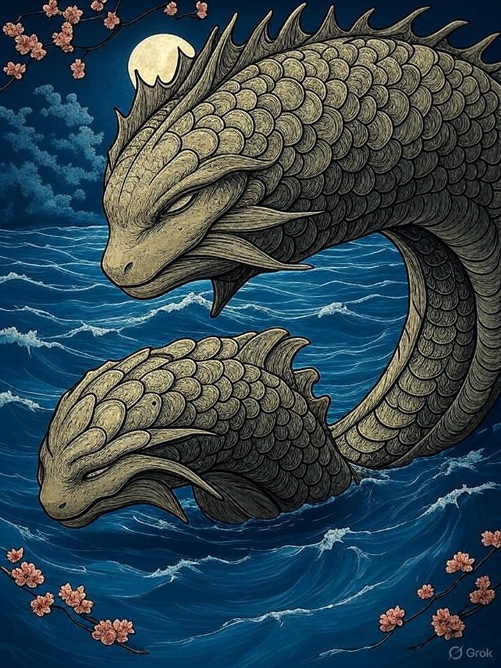 Sea yokai leaving oil trail