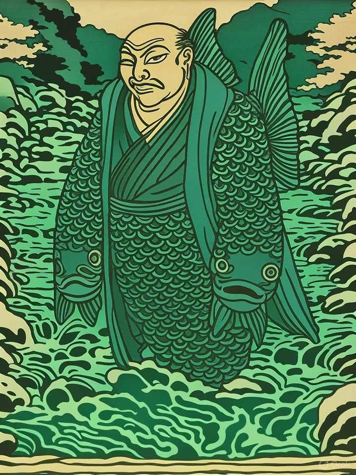 Fish spirit monk drawing