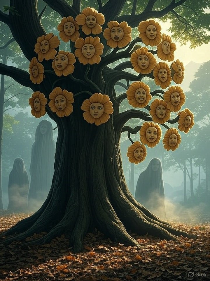 Human-faced flower tree