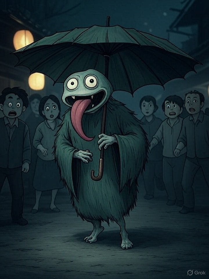 Kasa-obake hopping ghost