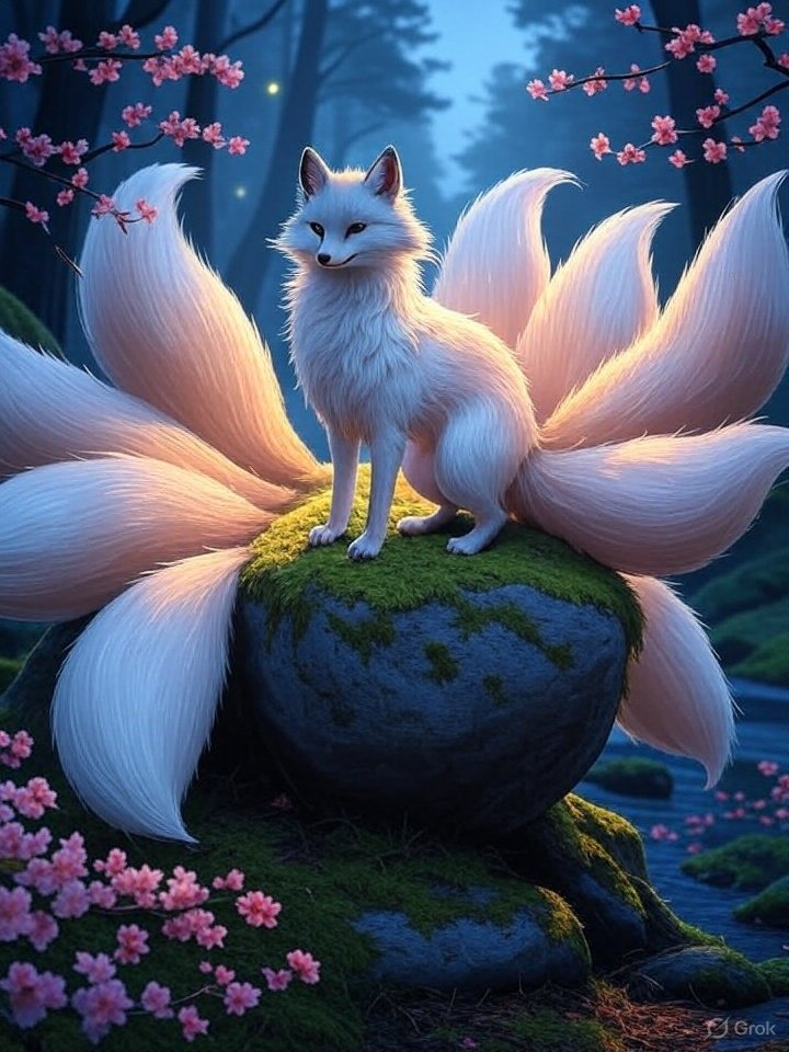 Myobu Inari fox statue