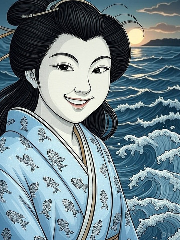 Fish-stealing sea woman